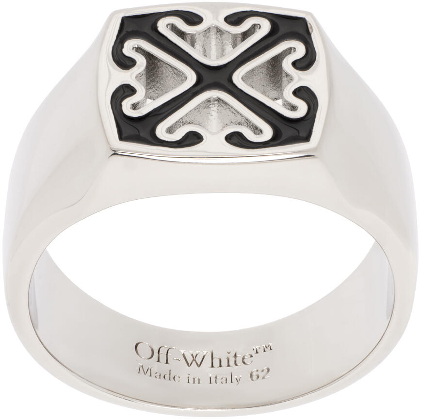 Off-White Silver & Black Enamel Arrow Ring Cover