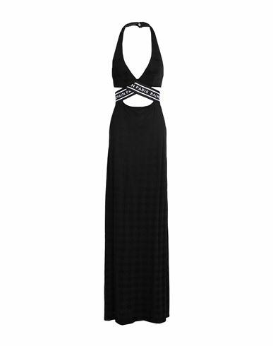 Balmain Long Dress Woman Cover-up Black Viscose, Cotton Cover