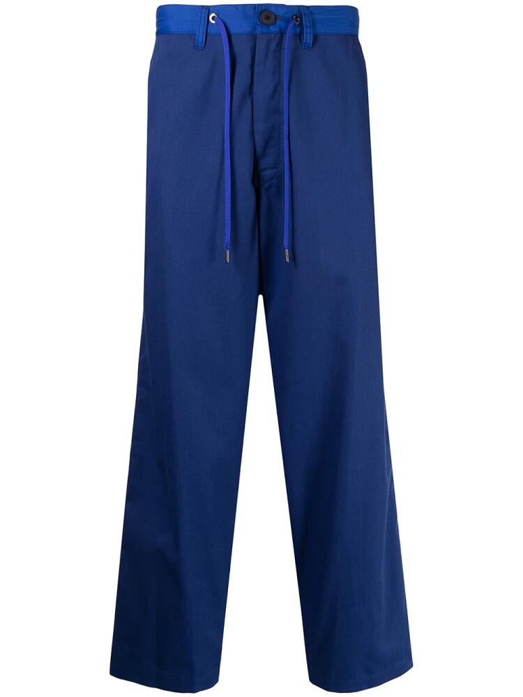 Fumito Ganryu drawstring straight-leg trousers - Blue Cover