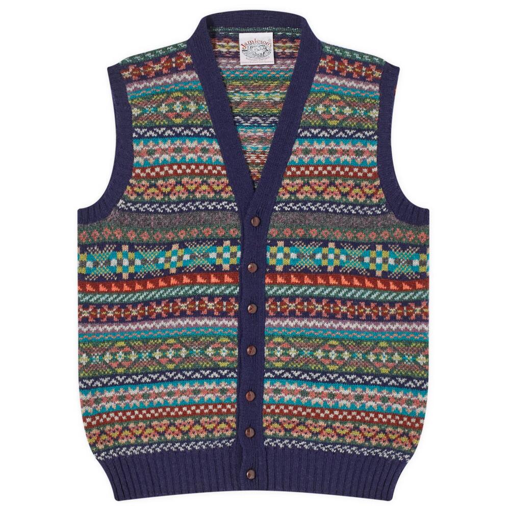 Jamieson's of Shetland Men's Fair Isle Button Through Vest in Eclipse Cover