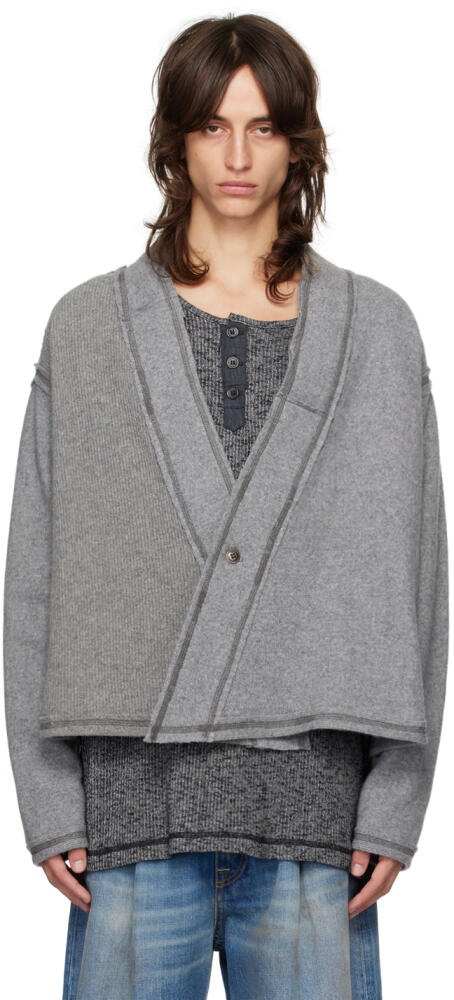 Greg Lauren Gray Knit Wool GL1 Cardigan Cover