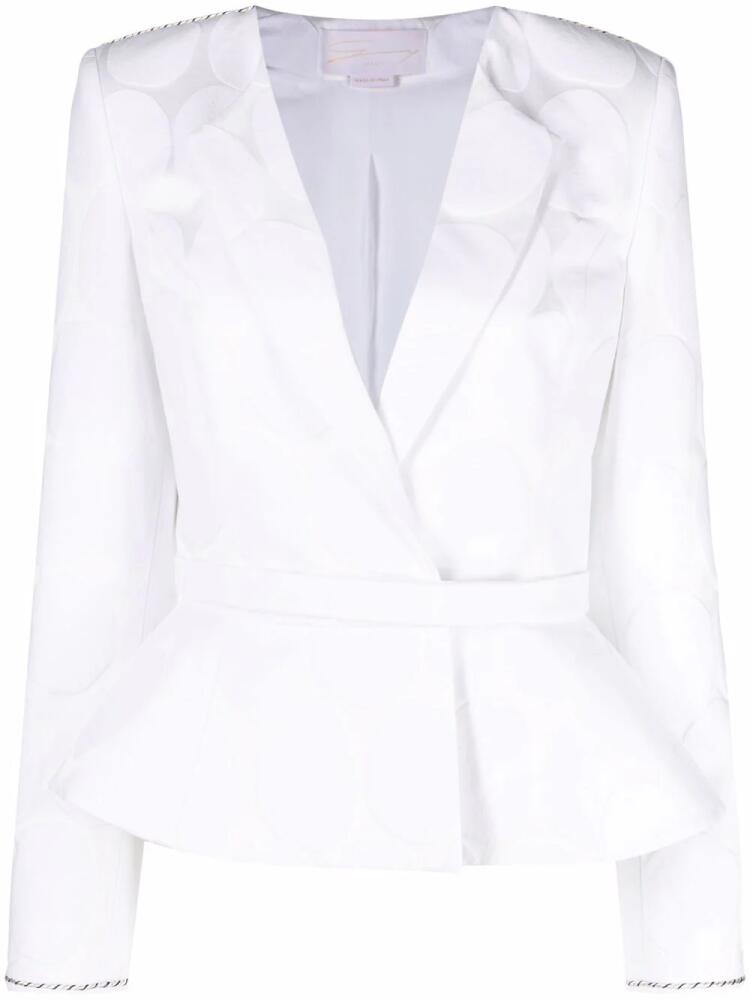 Genny peplum-hem single-breasted blazer - White Cover