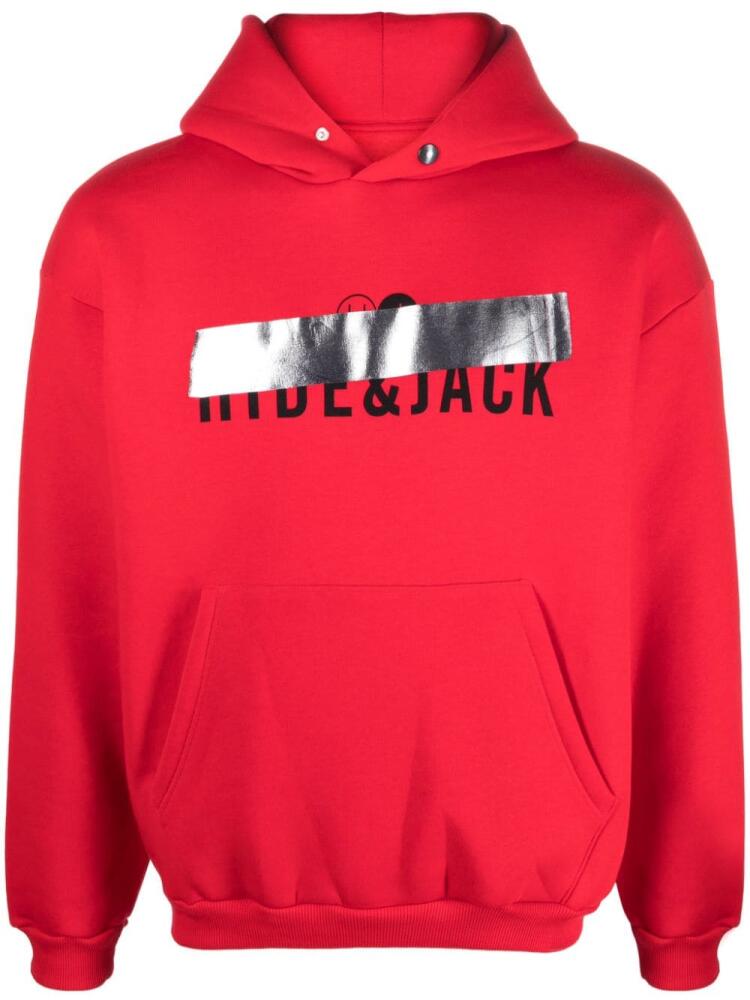 Hide&Jack logo-print cotton-blend hoodie - Red Cover