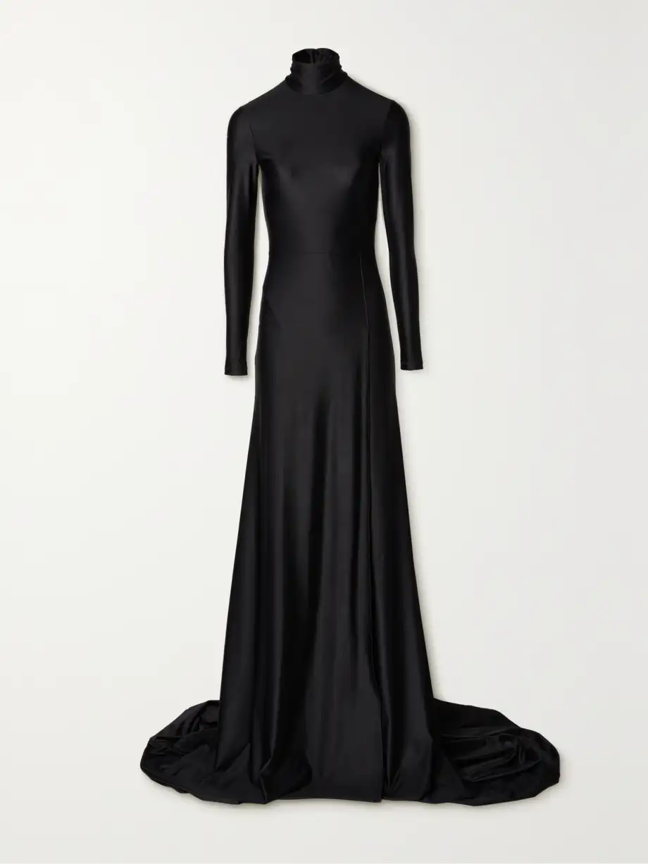 Balenciaga - Draped Jersey Turtleneck Gown - Black Cover