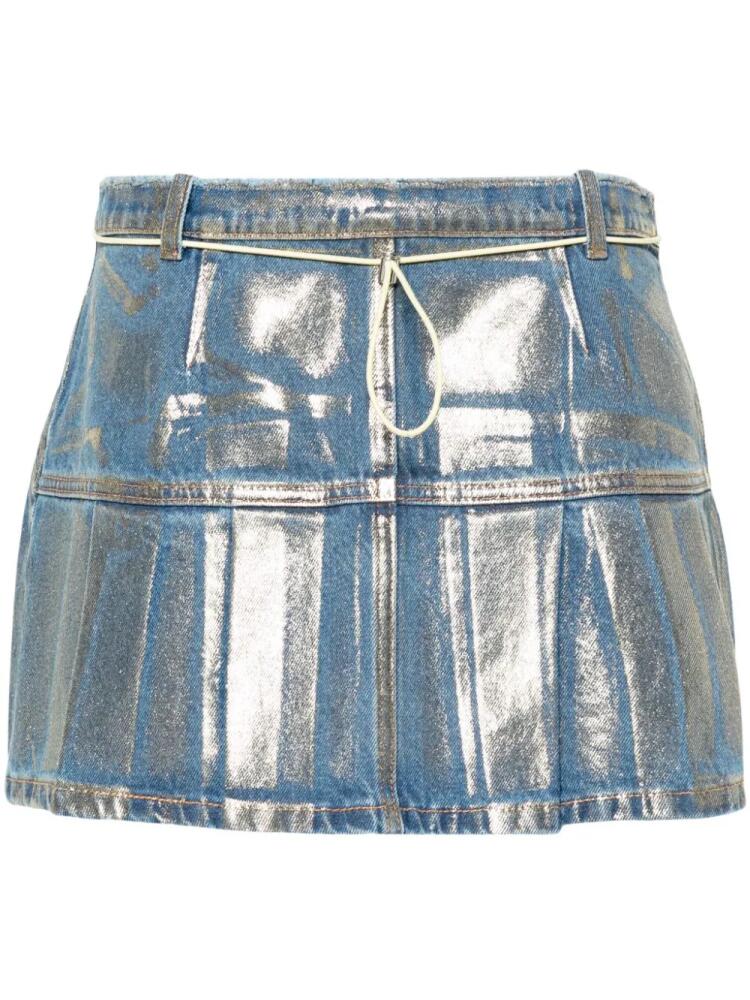 CORMIO Chelsey foiled-finish pleated skirt - Blue Cover