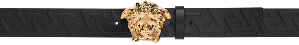 Versace Black 'La Medusa' Greca Belt Cover