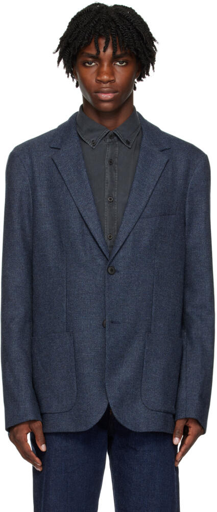 Sunspel Blue Textured Blazer Cover