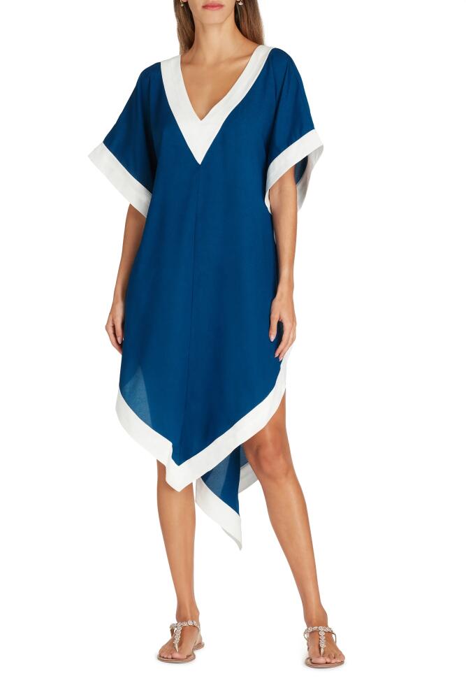 VALIMARE Aria High-Low Crepe de Chine Cover-up Dress in Mineral Blue Cover