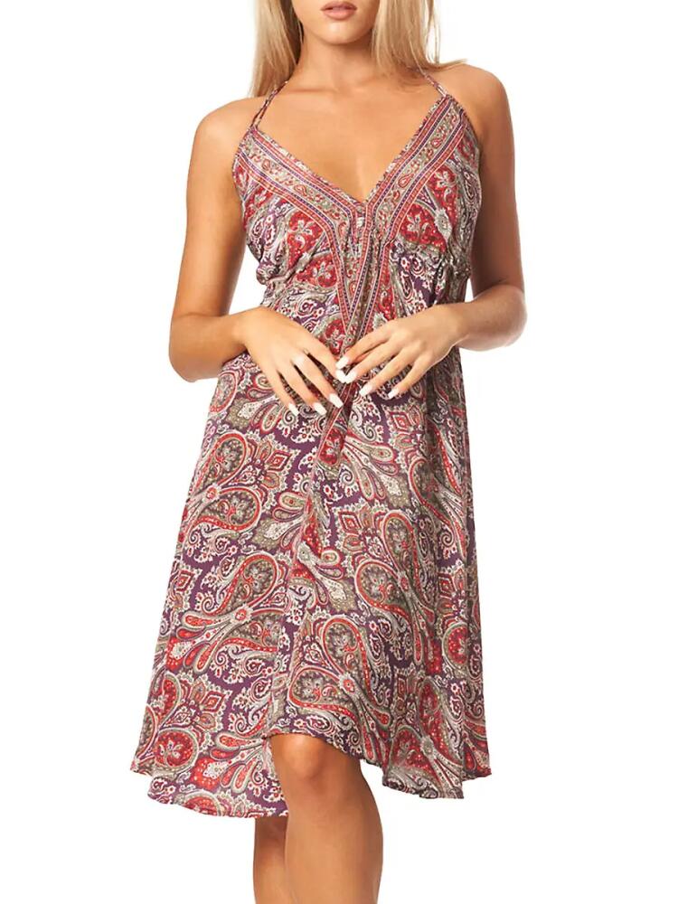 La Moda Clothing Women's Paisley Halter Mini Dress Cover