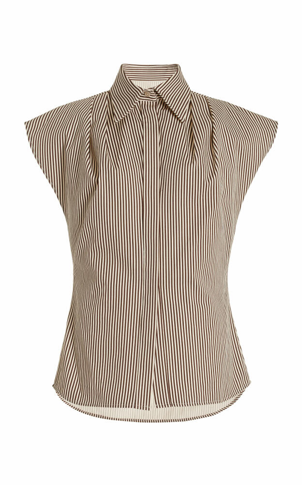 Brandon Maxwell - The Gabi Striped Cotton-Twill Shirt - Stripe Cover