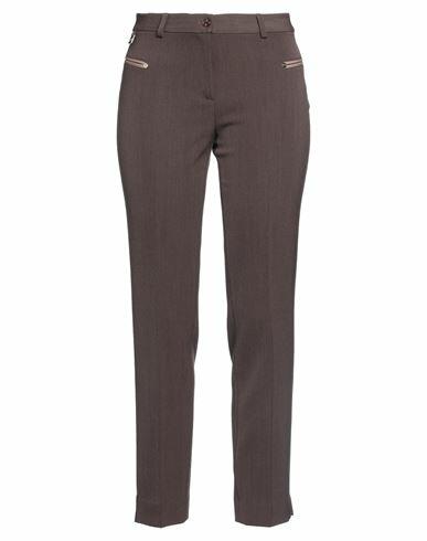 Emisphere Woman Pants Dark brown Polyester, Virgin Wool, Elastane Cover