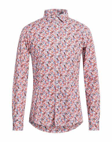 Grey Daniele Alessandrini Man Shirt Red Cotton, Elastane Cover