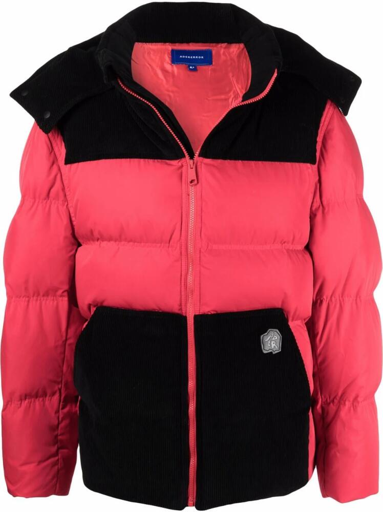 Ader Error colour-block panelled padded jacket - Red Cover