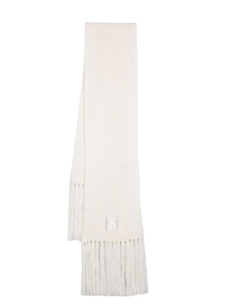 Patrizia Pepe fringed ribbed-knit scarf - White Cover