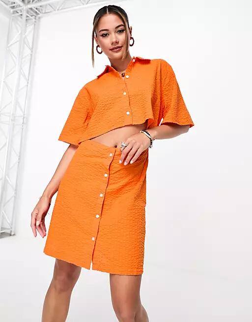 JJXX shirt mini dress with cut out detail in bright orange Cover