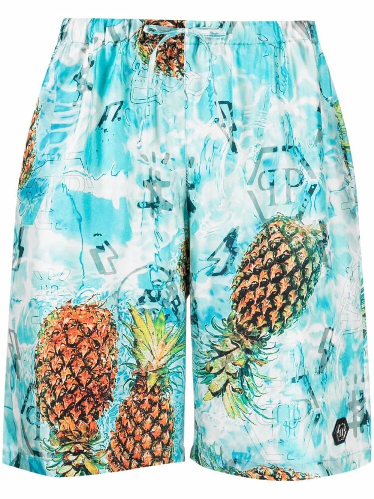 Philipp Plein pineapple print lounge shorts - Blue Cover