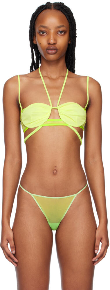 Nensi Dojaka Green Draped Double Bra Cover