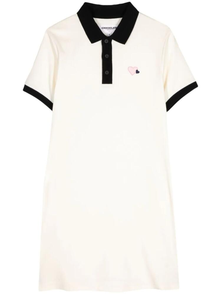 CHOCOOLATE contrasting-collar polo dress - White Cover