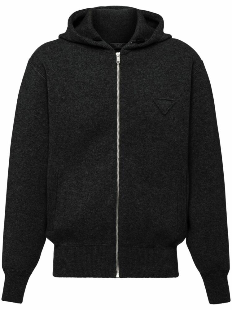 Prada cashmere knitted zip-up hoodie - Black Cover