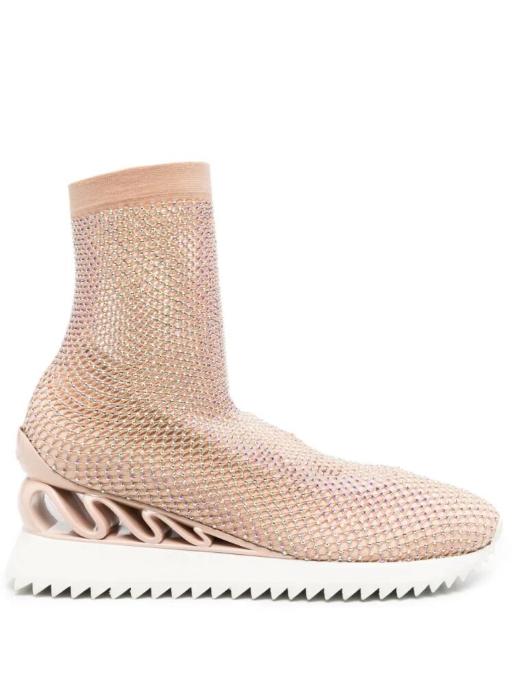 Le Silla Gilda crystal-embellished high-top sneakers - Neutrals Cover