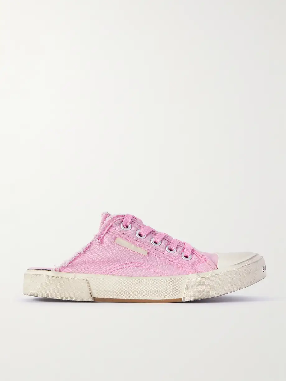 Balenciaga - Paris High Distressed Rubber And Cotton-canvas Slip-on Sneakers - Pink Cover