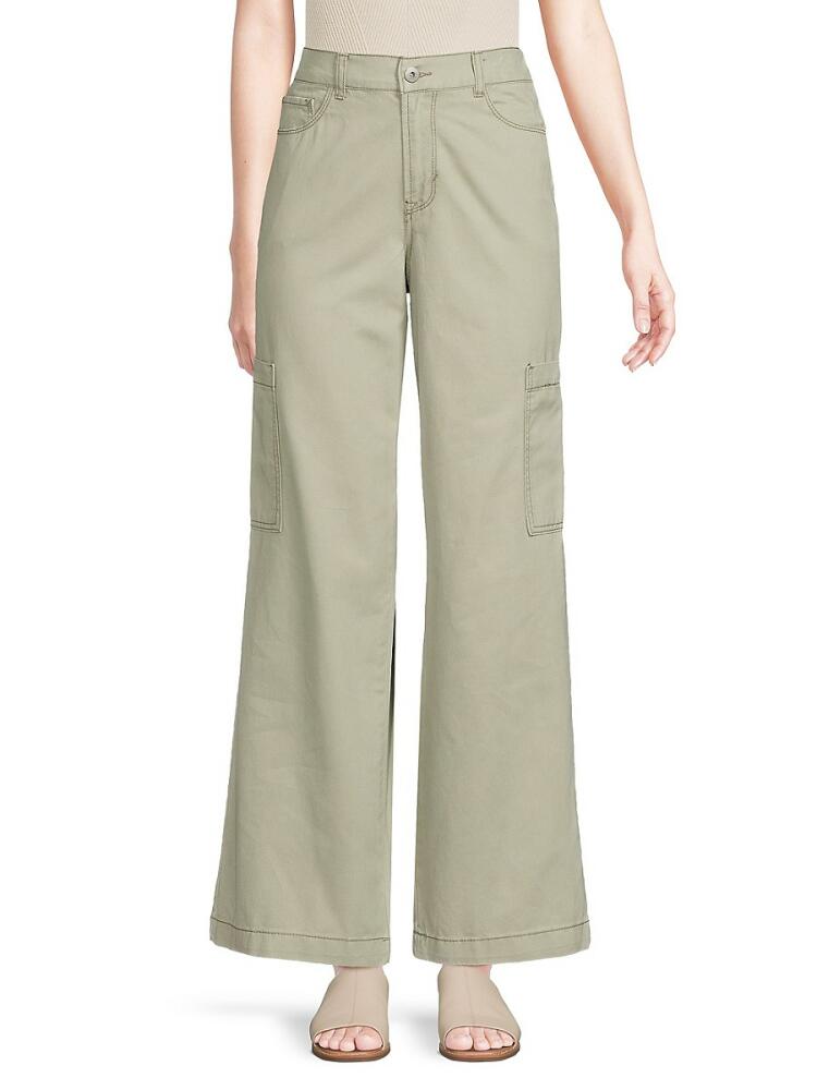 Kensie Women's High Rise Wide Leg Cargo Pants - Tea Cover