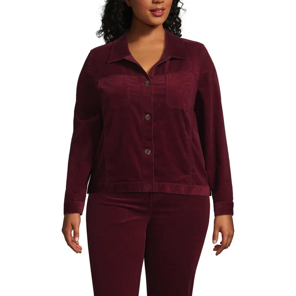 Lands' End Plus Size Corduroy Cropped Button Front Jacket in Rich Burgundy Cover