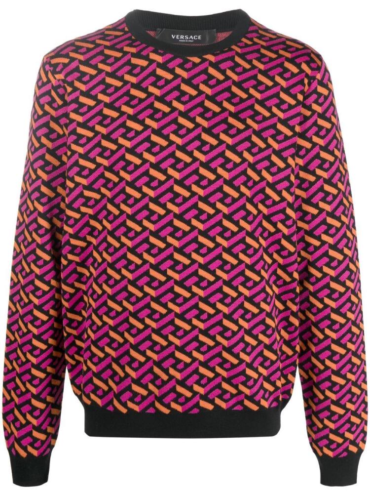 Versace La Greca jacquard wool jumper - Pink Cover