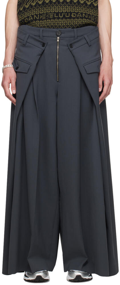 LU'U DAN Gray Wide Leg Trousers Cover