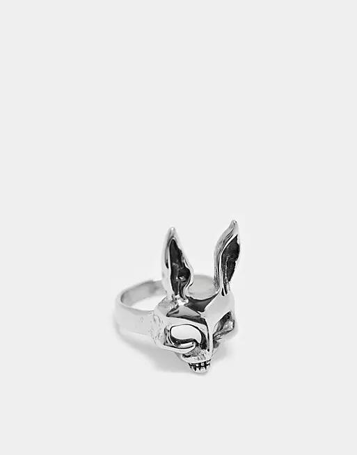 ASOS DESIGN waterproof stainless steel ring with rabbit design in silver tone Cover