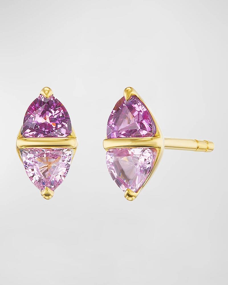 Emily P. Wheeler Diamond Stud Earrings in 18K Yellow Gold and Pink Sapphires Cover