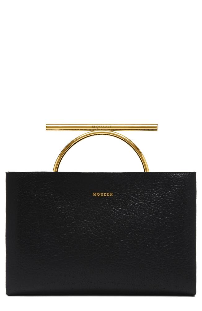 Alexander McQueen Crossbar Leather Clutch in Black/Gold Cover