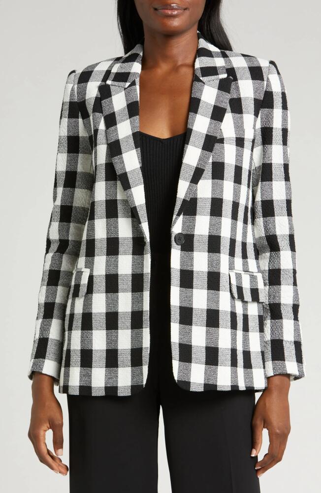 halogen(r) Check One-Button Blazer in Rich Black Cover