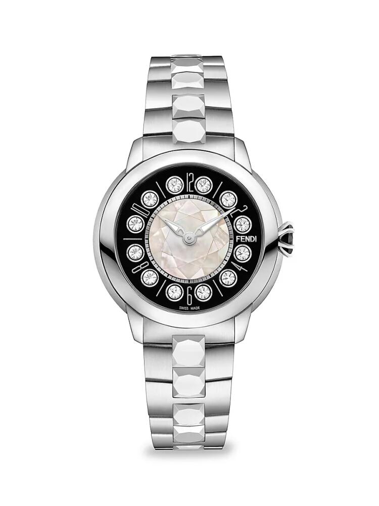 Fendi Ishine 38MM Stainless Steel, Topaz, Black Spinel & Mother Of Pearl Bracelet Watch Cover