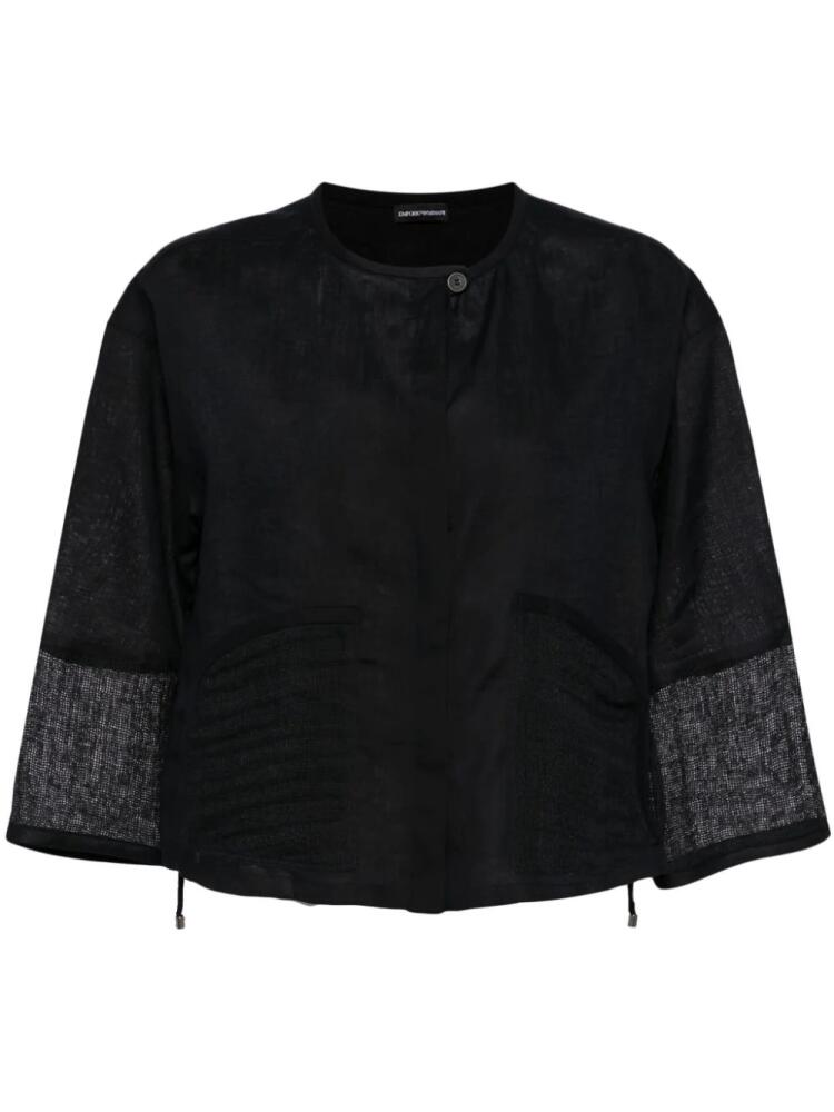 Emporio Armani panelled linen blouse - Black Cover