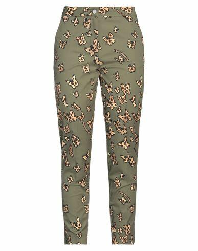 Love Moschino Woman Pants Military green Cotton, Elastane Cover