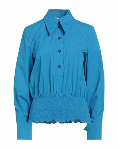 Liviana Conti Woman Shirt Azure Cotton, Polyamide, Elastane Cover