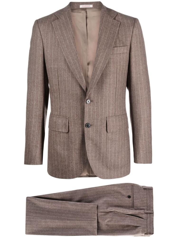 FURSAC pinstriped virgin wool suit - Brown Cover