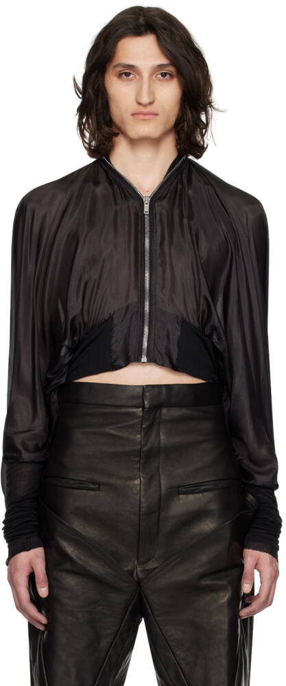 Rick Owens Black Bubble Batwing Flight Bomber Jacket Cover