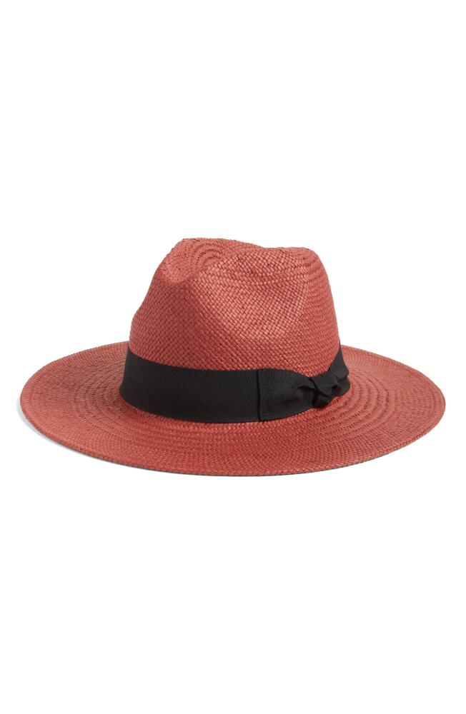 Nordstrom Paper Straw Panama Hat in Rust Combo Cover