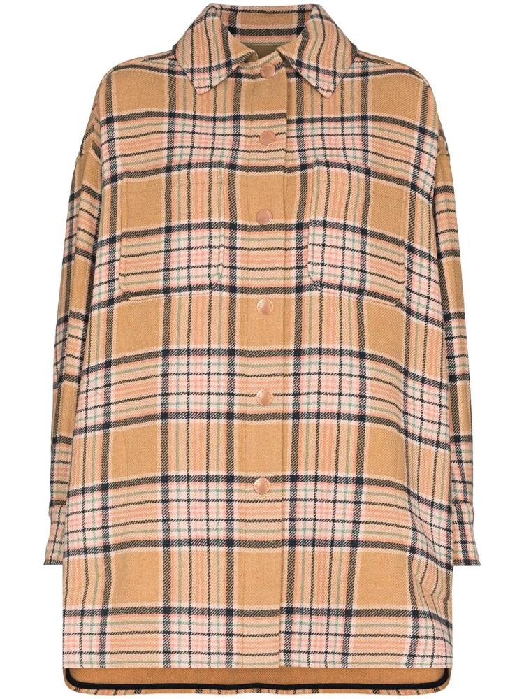 See by Chloé check-pattern oversized shirt coat - Neutrals Cover