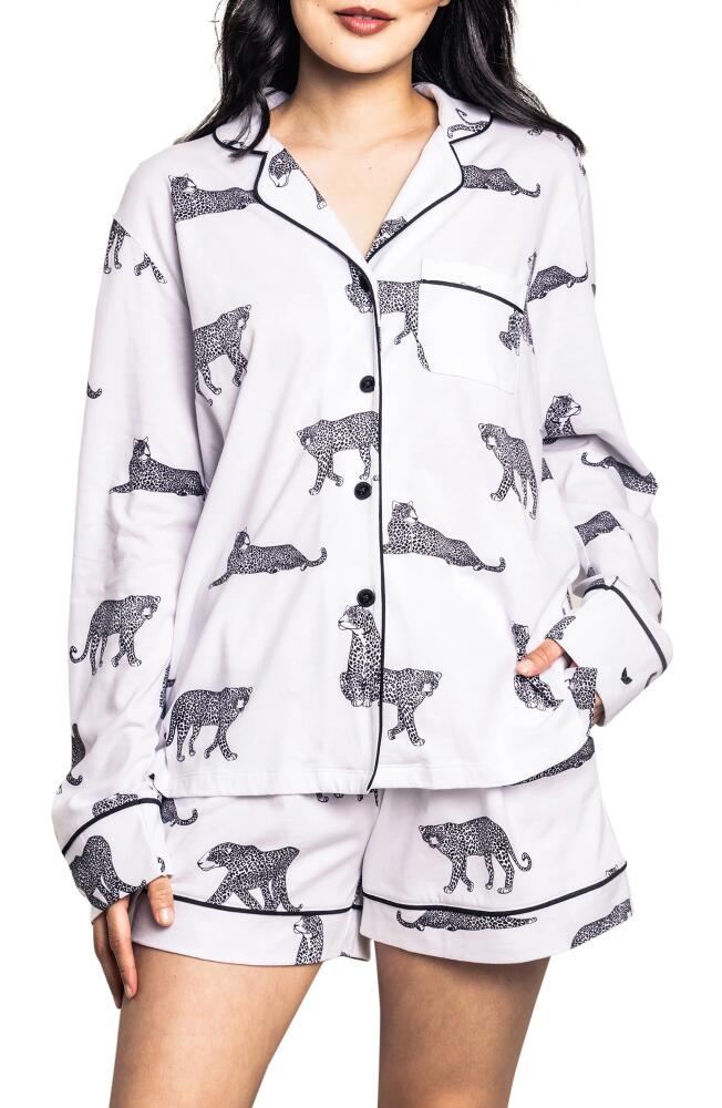 Petite Plume Panther Print Short Pajamas in White Cover