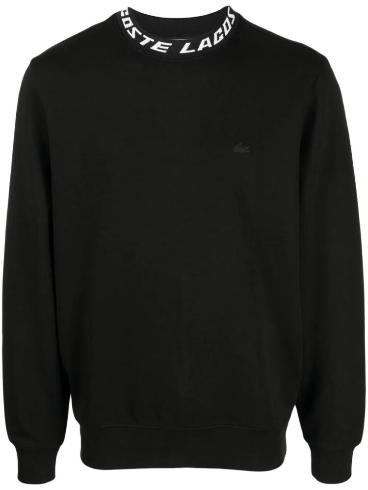 Lacoste logo jacquard-neck long-sleeve sweatshirt - Black Cover