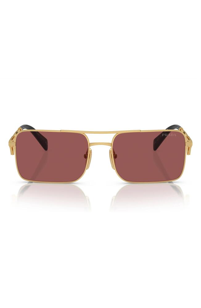 Prada 56mm Rectangular Sunglasses in Gold Cover