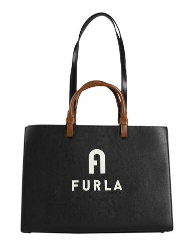 Furla Furla Varsity Style L Tote E/w Woman Handbag Black Soft Leather Cover