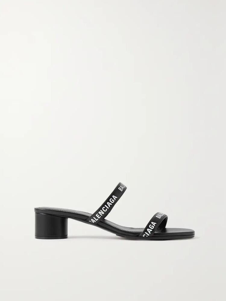 Balenciaga - Logo-print Leather Sandals - Black Cover