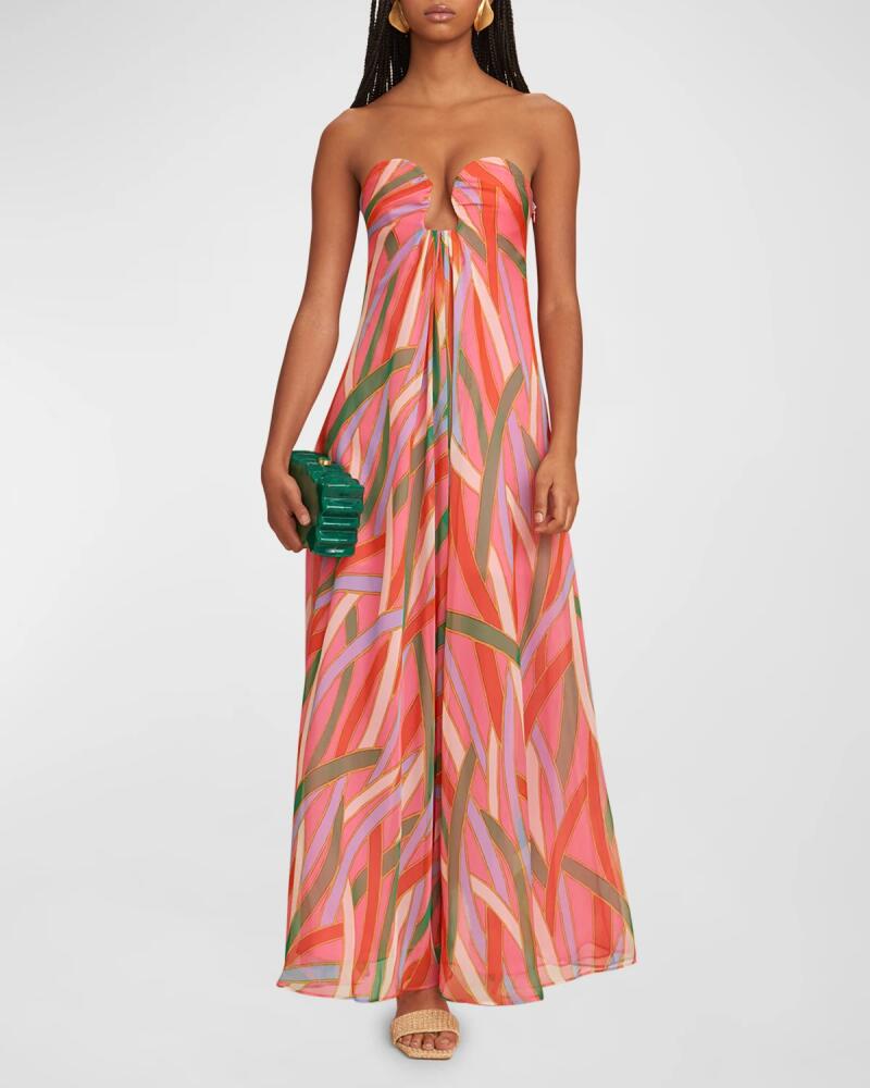 Cult Gaia Misa Strapless Striped Chiffon Maxi Gown Cover