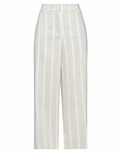 Seductive Woman Pants Beige Linen, Polyester, Viscose, Elastane Cover