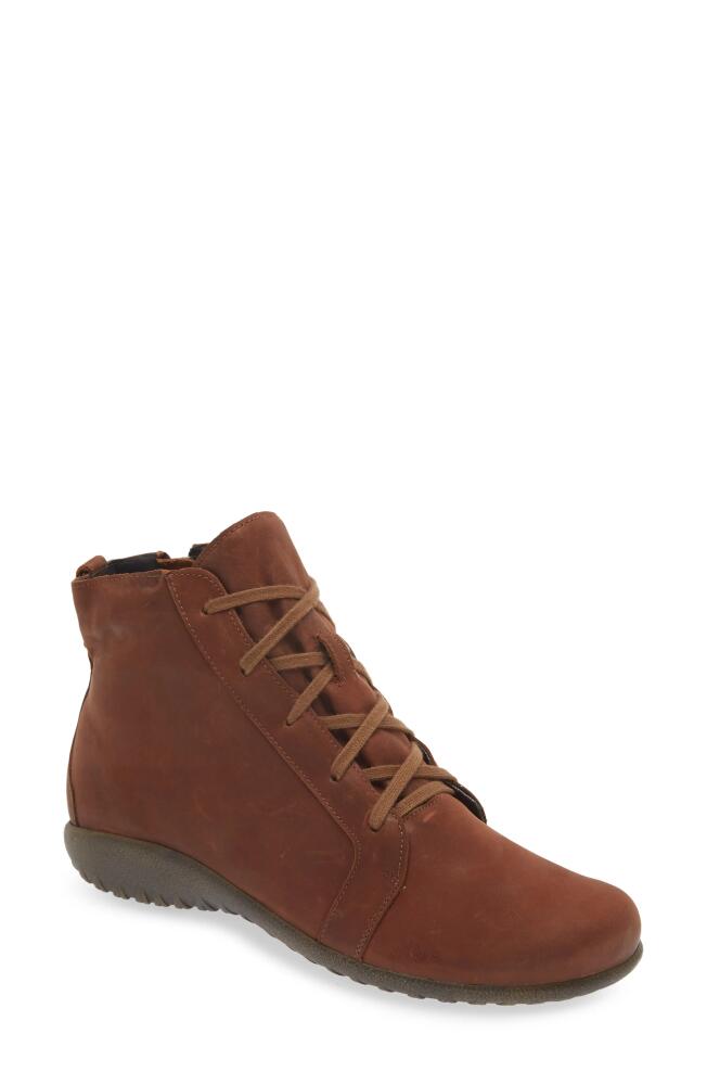 Naot Patu Zip Bootie in Soft Cognac Leather Cover