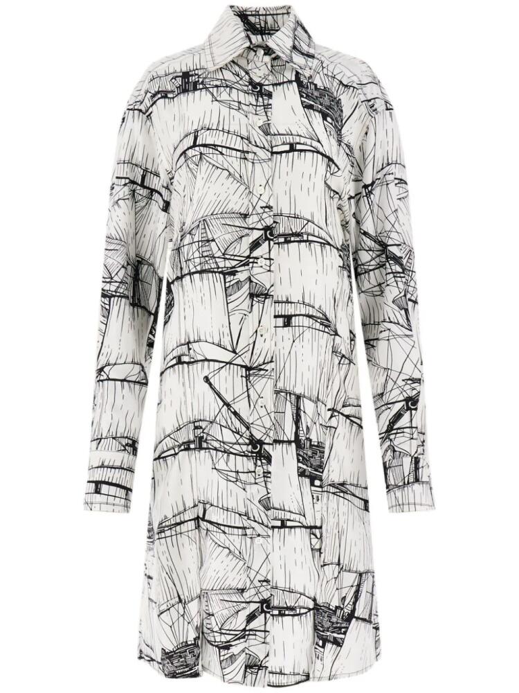 Ferragamo graphic-print silk shirtdress - White Cover